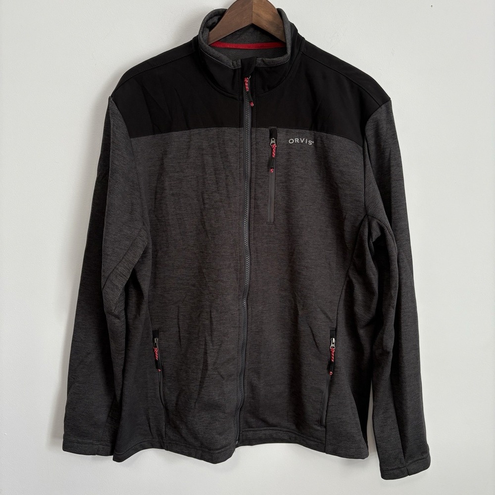 Orvis Mens Bonded Mesh Full Zip Fleece Jacket Size L Outdoor Hiking Performance